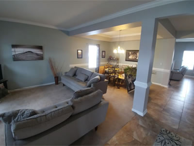 freshly painted living room in Greensboro NC with soft neutral walls